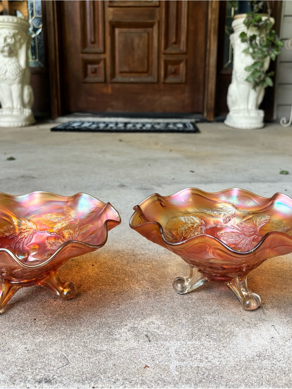 ANTIQUE MARIGOLD CARNIVAL GLASS BOWLS. CHERRY PATTERN. - Picture 5 of 14